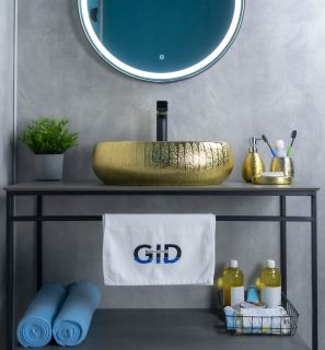 Раковина Gid 9030g 52234 накладная золотая 48x34x15